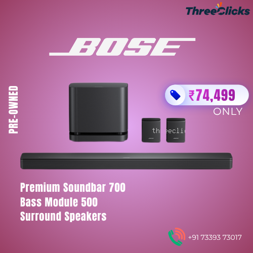 Bose Home theater system, Bose Soundbar, Bose Base Module, Bose Surround Speakers, Priced at Rs.74,799 only